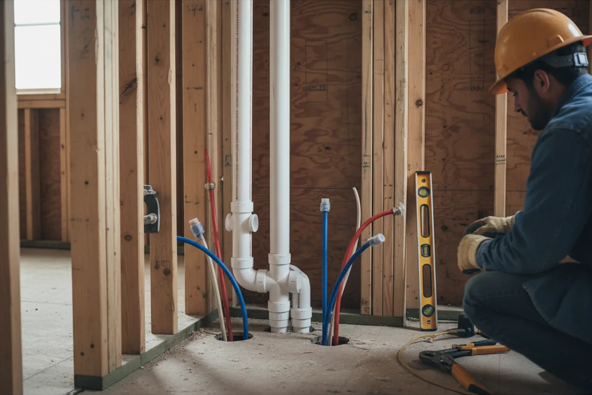 Drain and supply rough-in during Drain Cleaning in Rehoboth Beach
