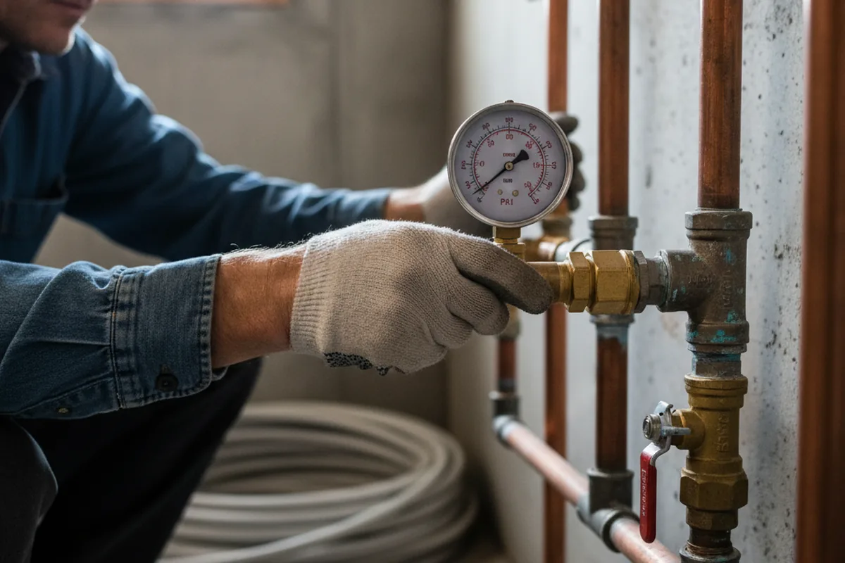 Pressure testing a repaired line during Water Line Repair in Rehoboth Beach